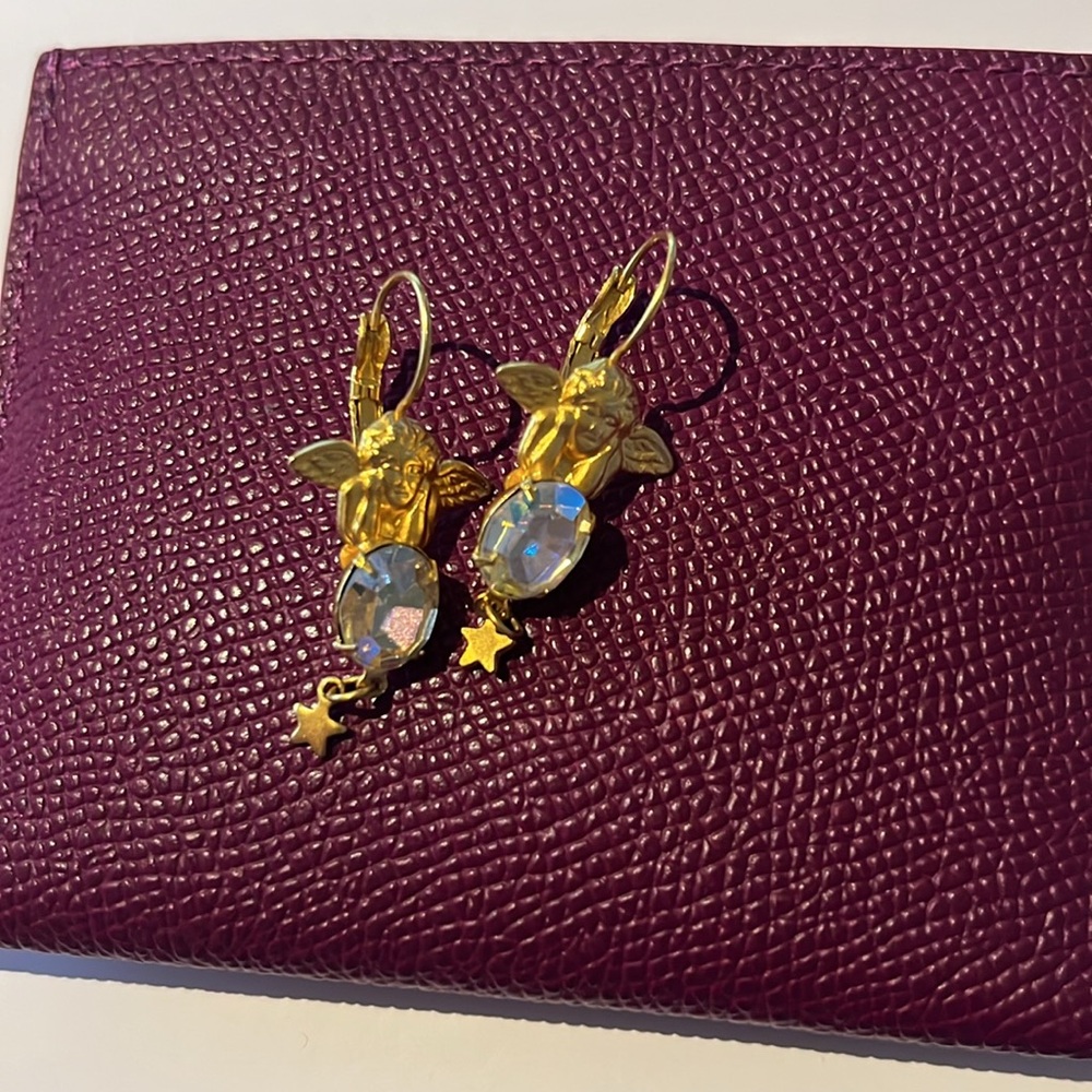 Kirks Folly Cupid Gold Angel Earrings with Star Charms- brand new without tags